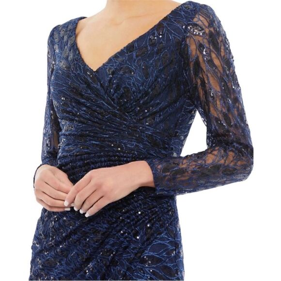 Mac Duggal Long Sleeve Sequin Lace Sequin Gown | Size 16 - Picture 4 of 13